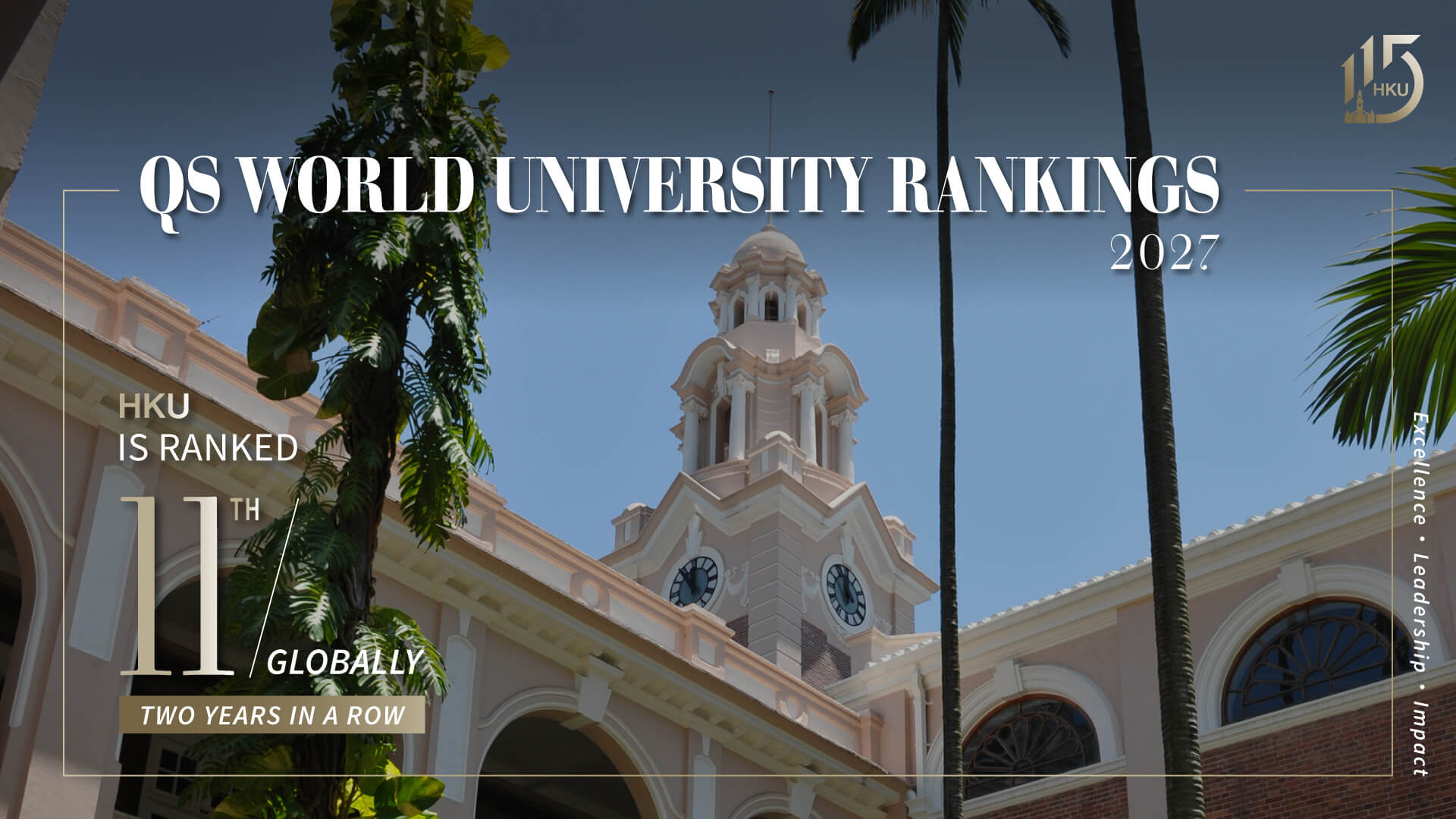 HKU Again Secures 11th Place in QS World University Rankings 2027